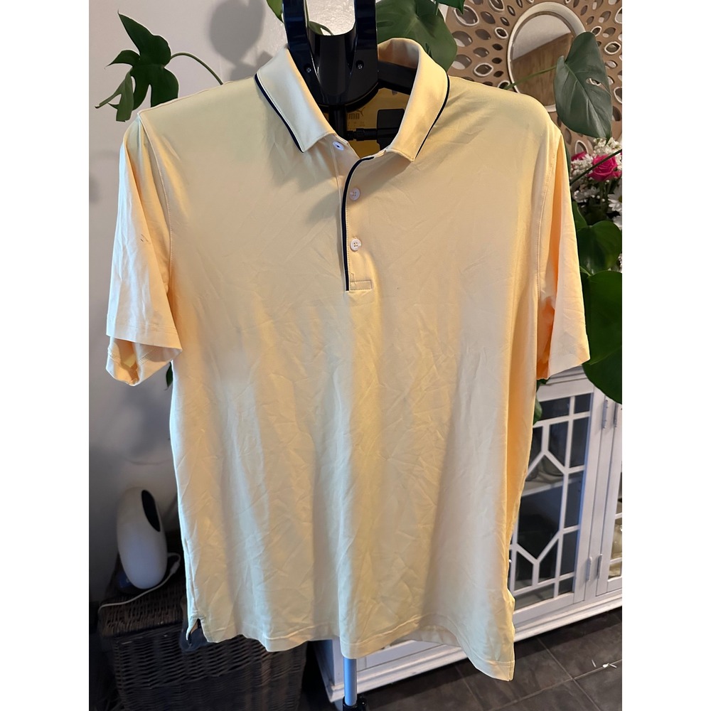 Puma Golf Men's Performance Polo Shirt - Pale Yellow - Size Medium - EUC‎